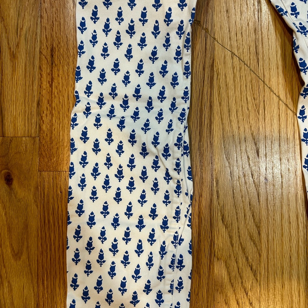 J.Crew toothpick ankle white pants with blue flower pattern - Picture 2 of 13